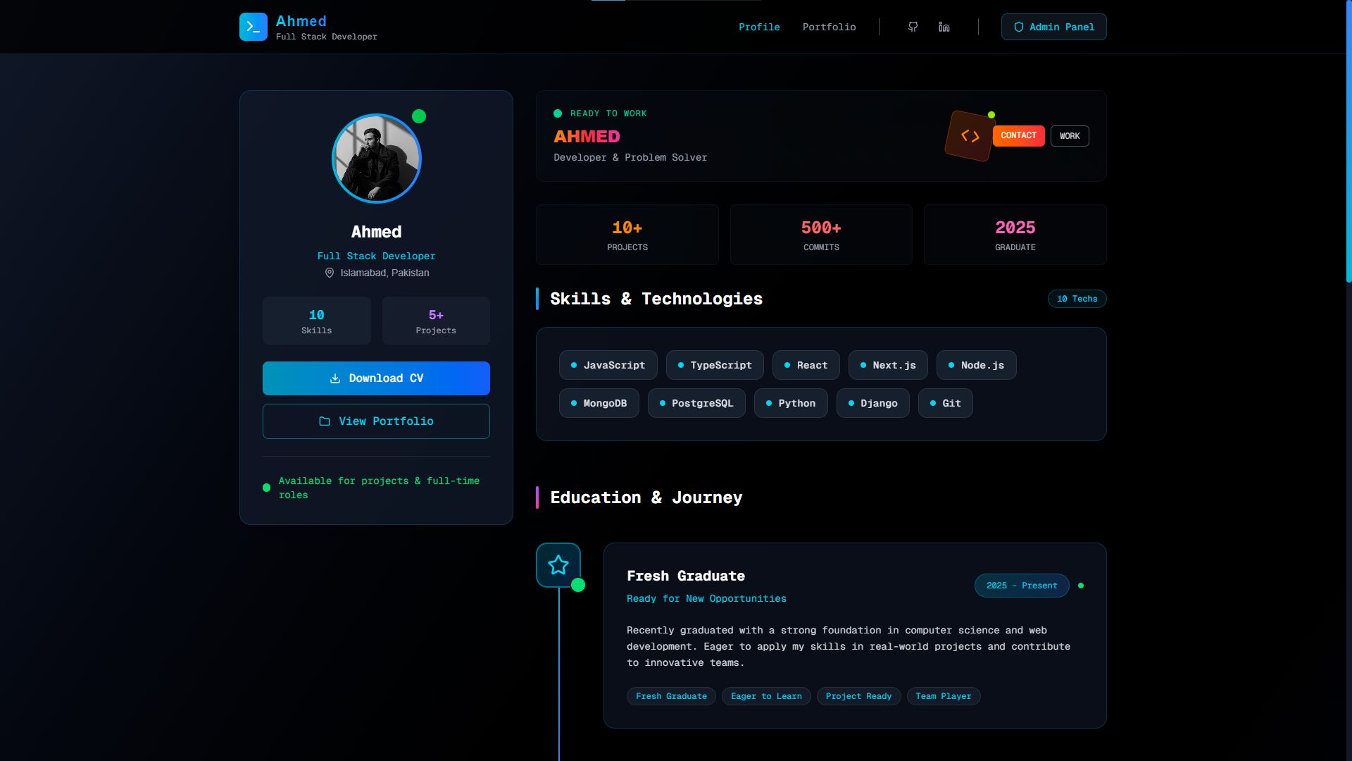 Developer Portfolio & CMS
